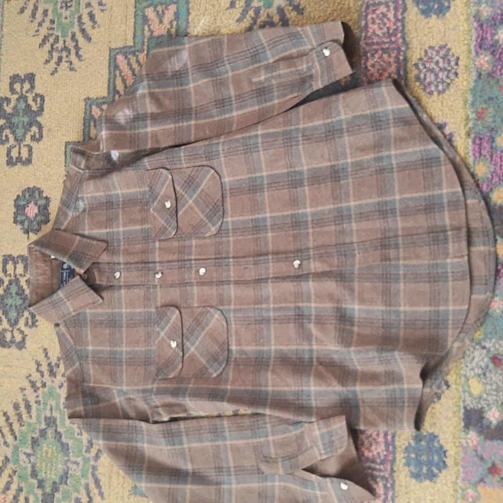 JCPenney VTG Men's MT 100% Virgin Wool Long Sleeve Button Down Flannel S…